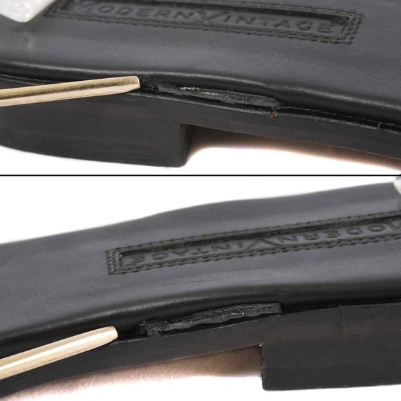 🍍MODERN VINTAGE Black Croc Embossed Slide Sandals - Picture 6 of 8